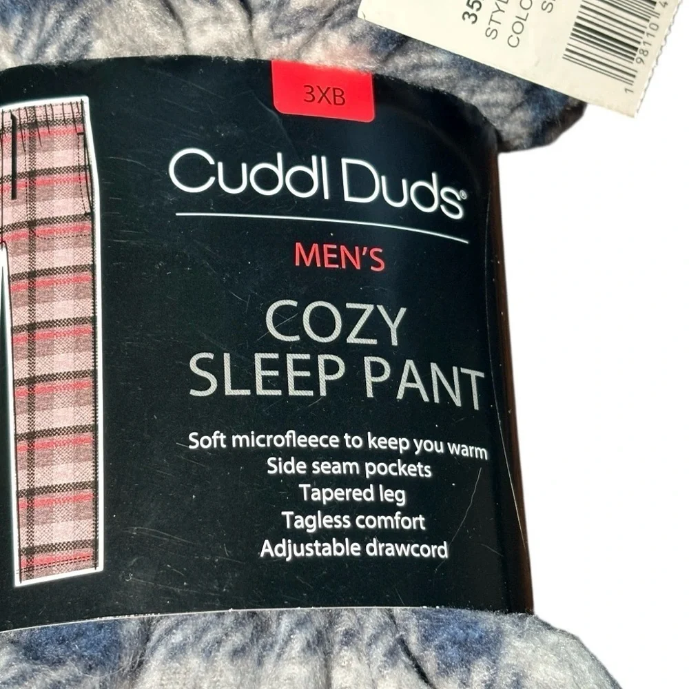 Cuddl Duds Plaid Fleece Pajama Pants Winter Sleepwear Blue Gray 3XB - Picture 3 of 5